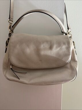 kate spade Pebble Leather Shoulder Bag in Cream